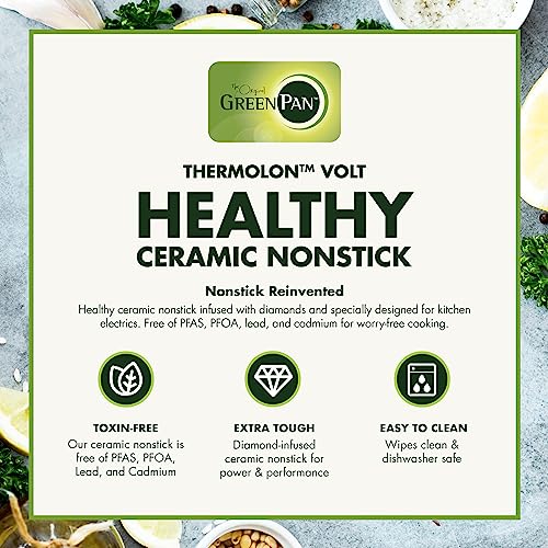 GreenPan Bistro Matte Black 9-in-1 Air Fry Oven, Nonstick Baking Pan, Stainless Steel Rack, and Basket, Fast Heating, Multifunction Presets