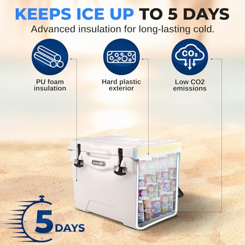 SereneLife Ultra-Tough 45 Quart Rotomolded Cooler Box with Wheels, Holds Upto 56 Cans, Keeps Ice Up to 5 Days