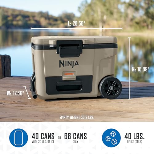 Ninja FrostVault 45qt Wheeled Cooler with Dry Zone, Integrated Fridge-Temp Dry Storage Drawer, Premium Heavy-Duty Insulated Cooler