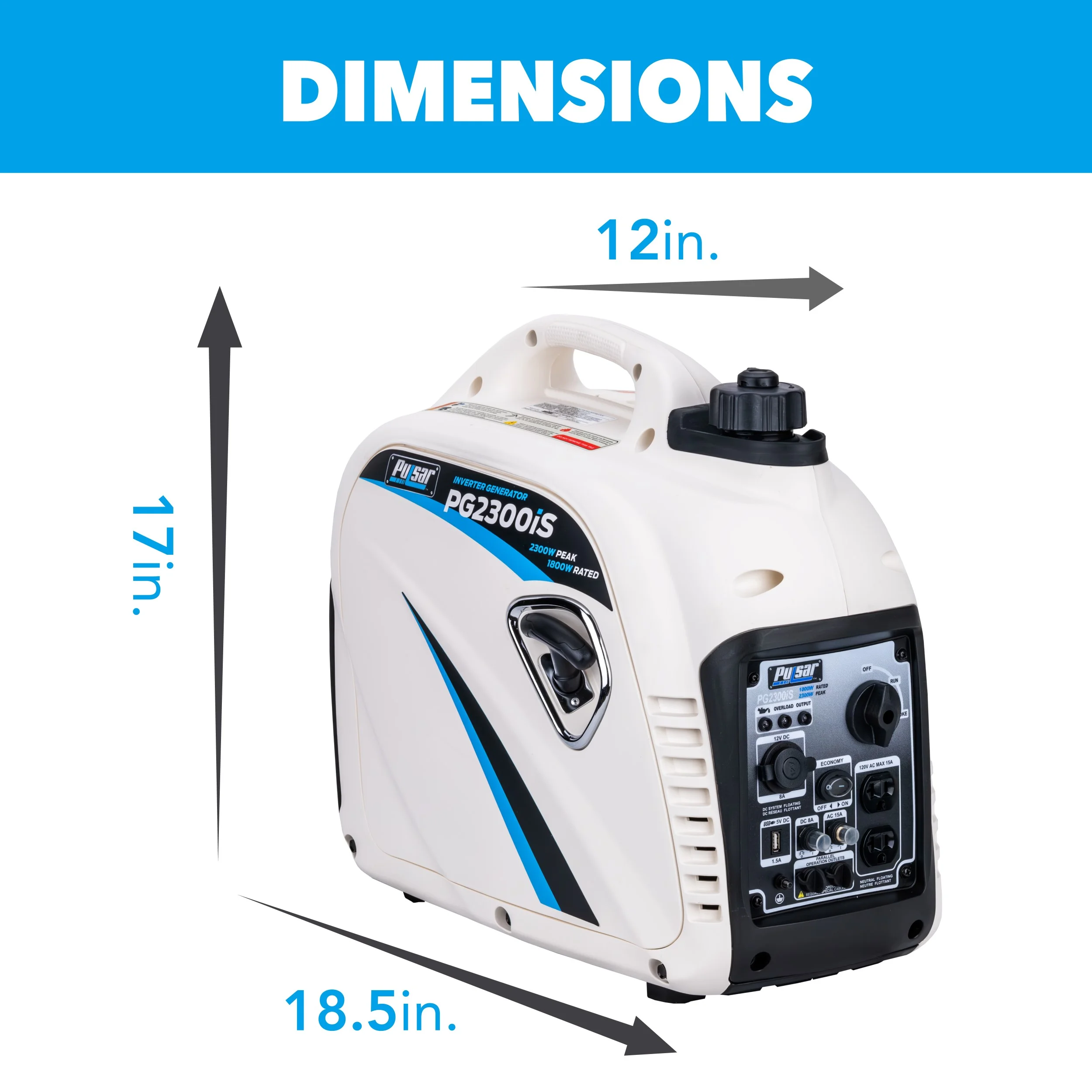 Pulsar 2300-Watt Super Quiet Gas Powered Inverter Generator with USB