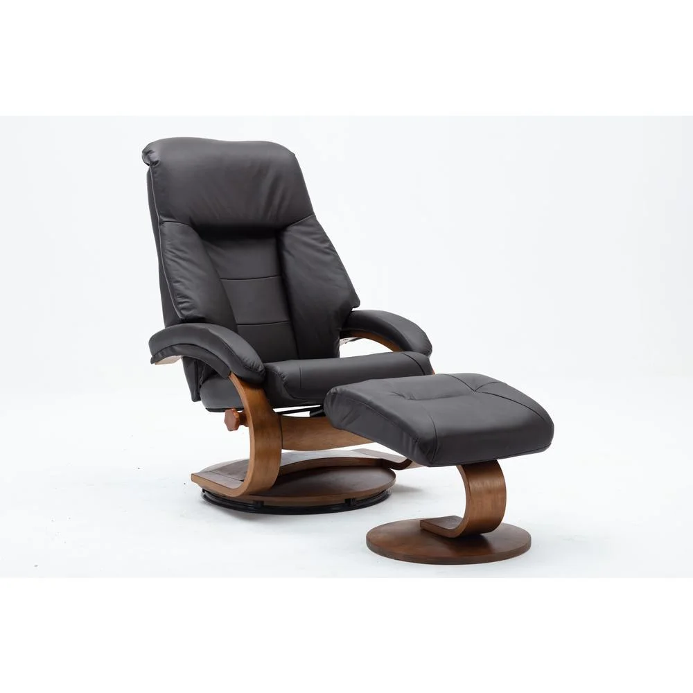 Relax-R™ Montreal Recliner and Ottoman in Espresso Top Grain Leather