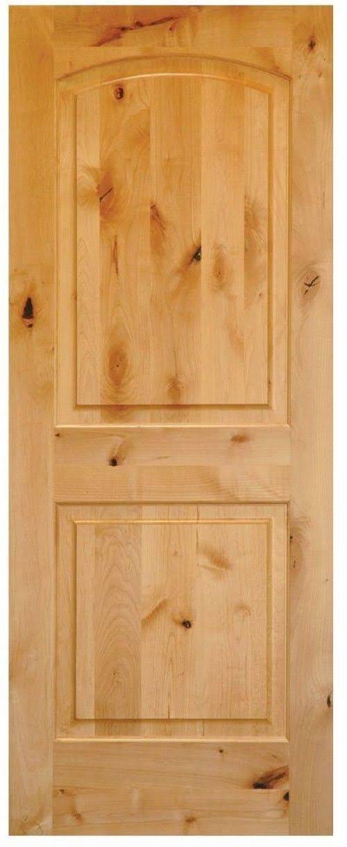 Krosswood Doors 28 in. x 80 in. Rustic Knotty Alder 2-Panel Top Rail Arch Solid