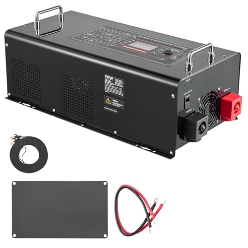 VEVOR Pure Sine Wave Inverter Charger, 2000 Watt, DC 12V to AC 120V, Battery Charger with LCD Display, Remote Control