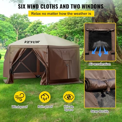 VEVOR Pop Up Gazebo Screen Tent, Pop-Up Instant Gazebo Tents with Mosquito Netting Outdoor Canopy