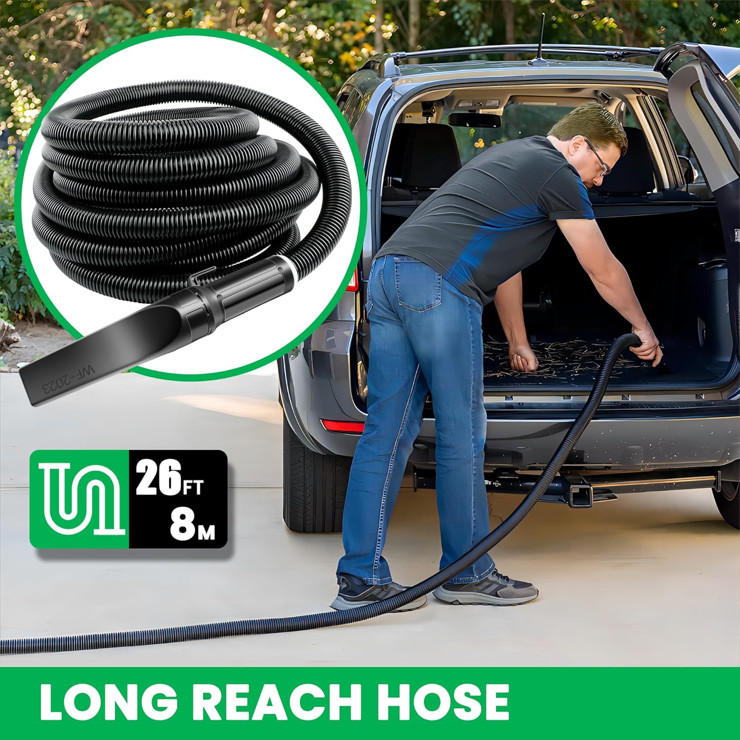 Garage Vacuum Wall Mounted, 5 Gallon Wet Dry Car Vacuum Cleaner with 26 ft Extra Long Hose for Garage, Car, Workshop, Pet Hair, Black