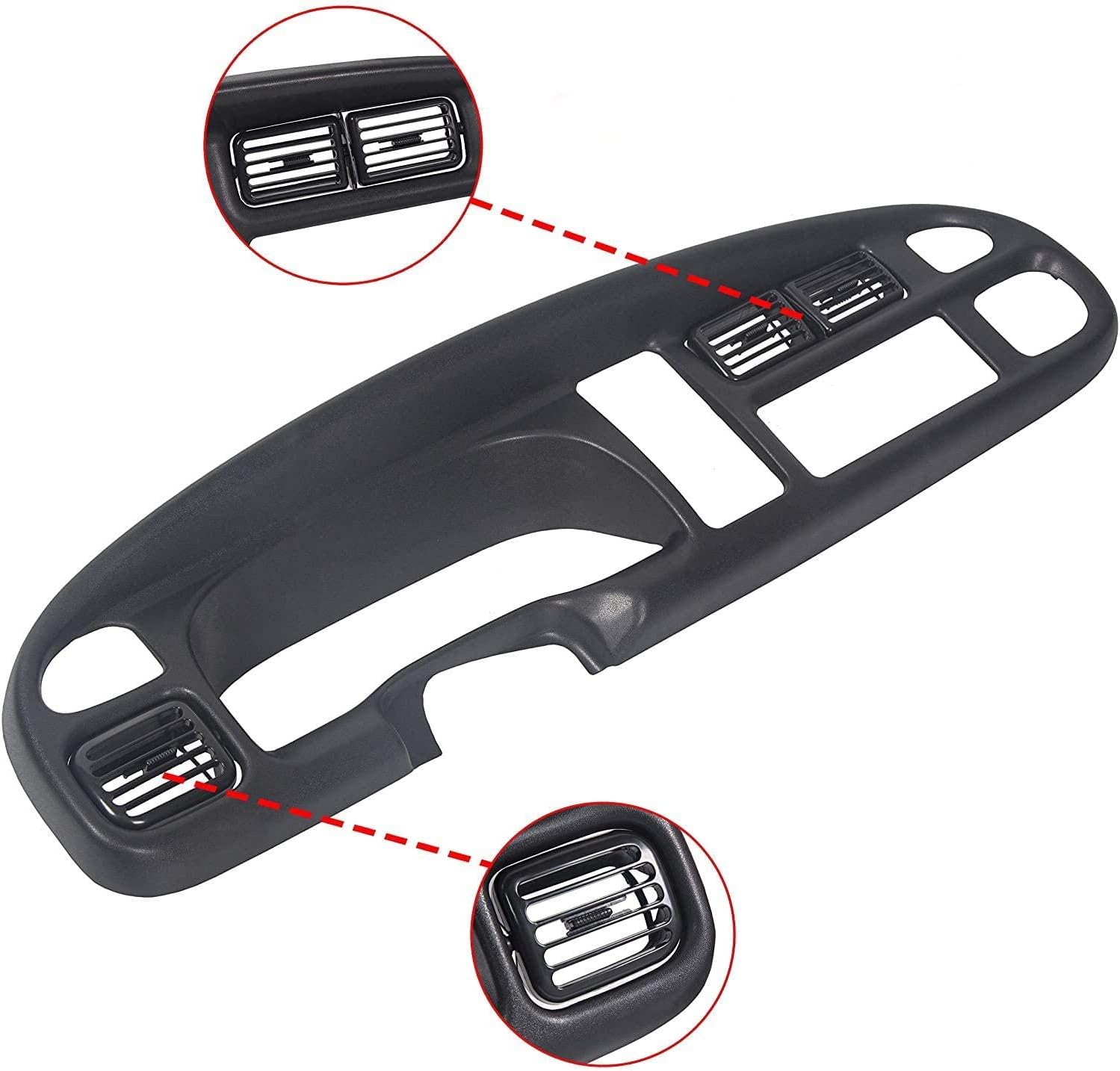 ECOTRIC Front Dash Pad Cover Overlay Dashboard Cap Compatible with 1998-2001 Dodge Ram Trucks Gray Molded Dash Bezel Protector