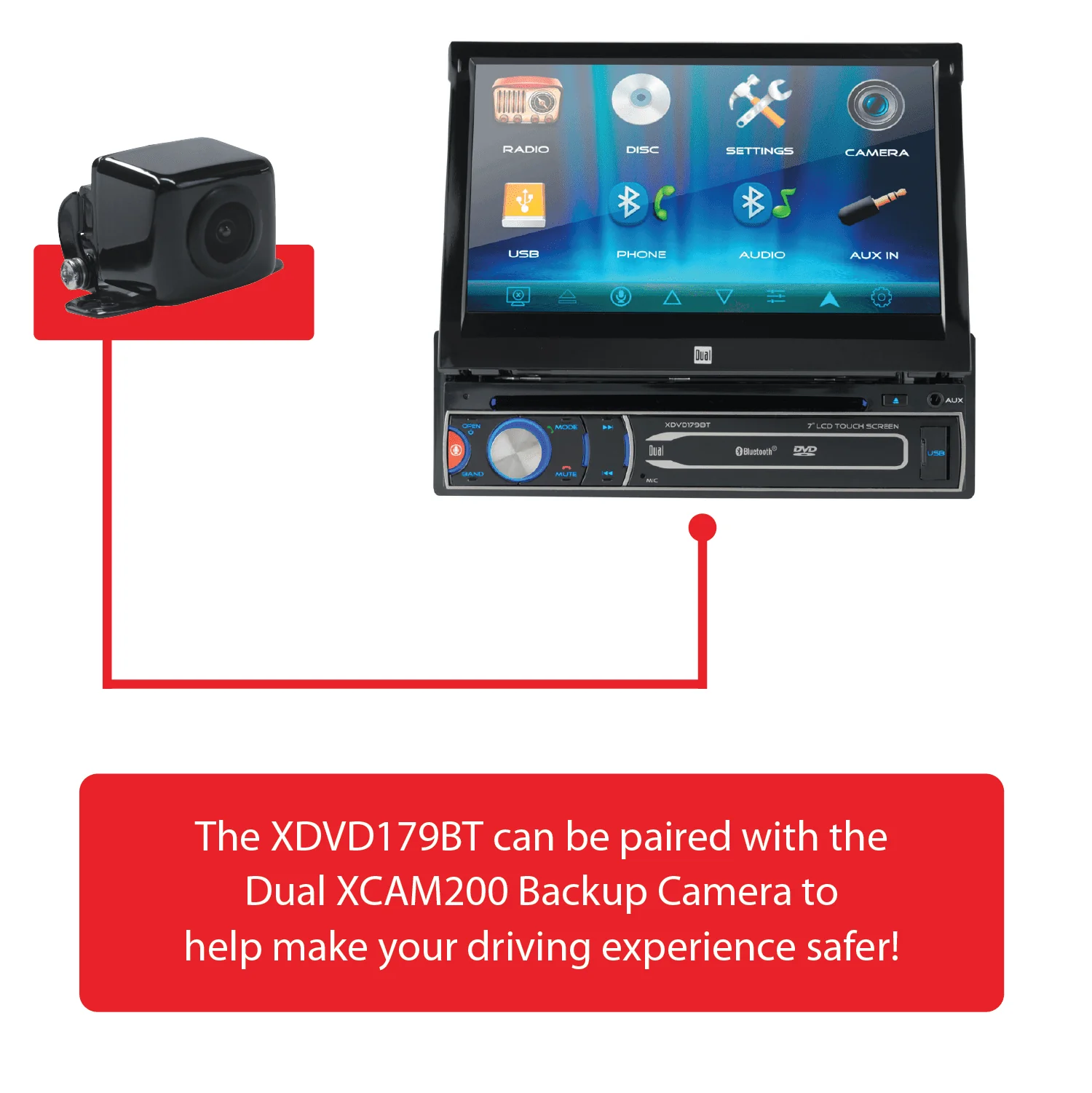 Dual Electronics XDVD179BT 7 inch Single DIN Car Stereo, Motorized Touch Screen, CD/DVD, New