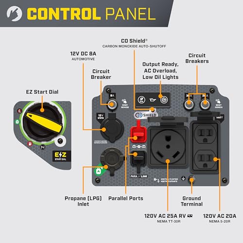 Champion Power Equipment 4000-Watt Dual Fuel RV Ready Portable Inverter Generator with Quiet Technology and CO Shield