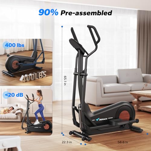 Merach Elliptical Machine, Elliptical Exercise Machine for Home with Hyper-Quiet Magnetic Drive System
