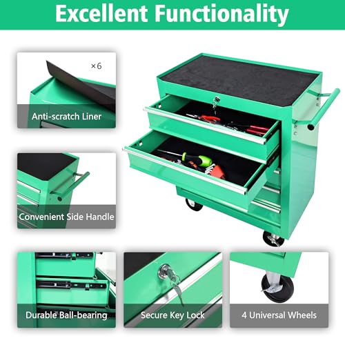 5-Drawer Rolling Tool Chest, Modular Tool Cabinet with Brake Casters & Removable Drawers, Workshop Toolbox Cart for Factory/Garage, Black