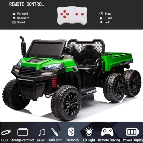 24V 2 Seater 6 Wheels XXL Ride On Car for Kids, Ride On 4WD UTV with EVA Tires, Bluetooth, Remote Control, Ride On Car with Dump Bed