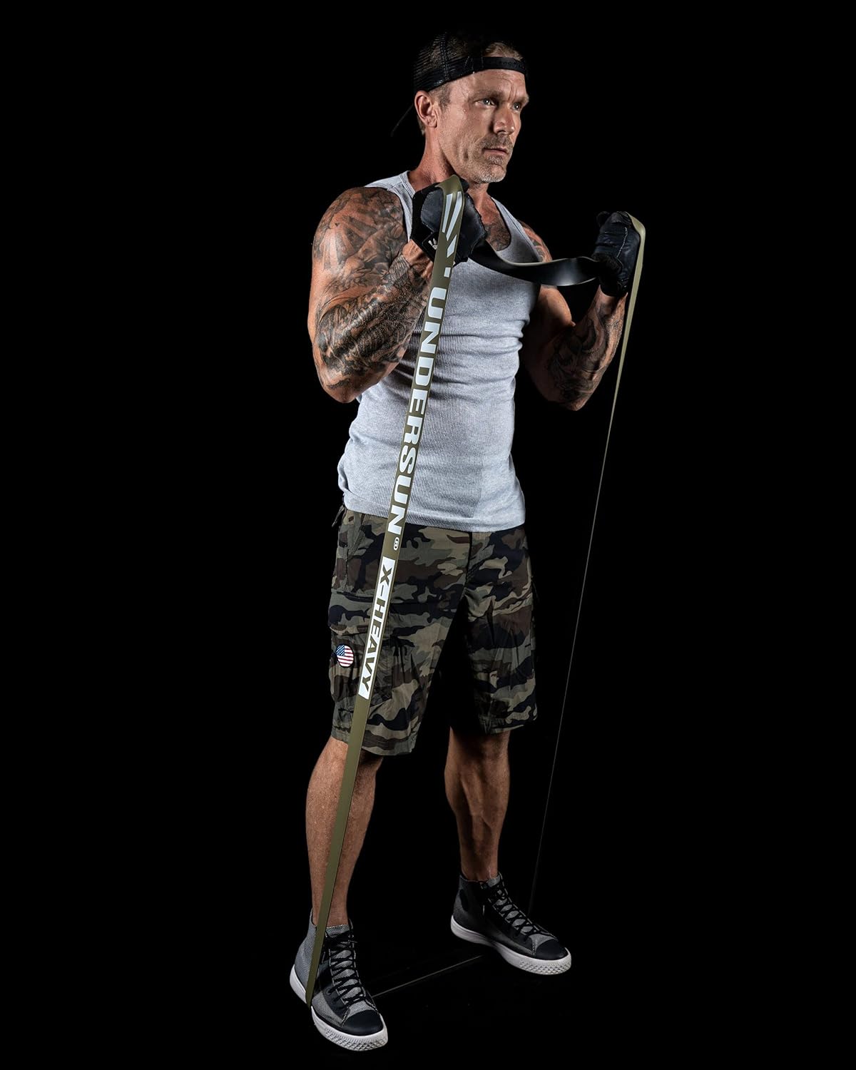 Undersun Pull Up Resistance Workout Band Set with 5 Assistance Exercise Bands for Men & Women Heavy Duty in Camo (X-Light, Light, Medium