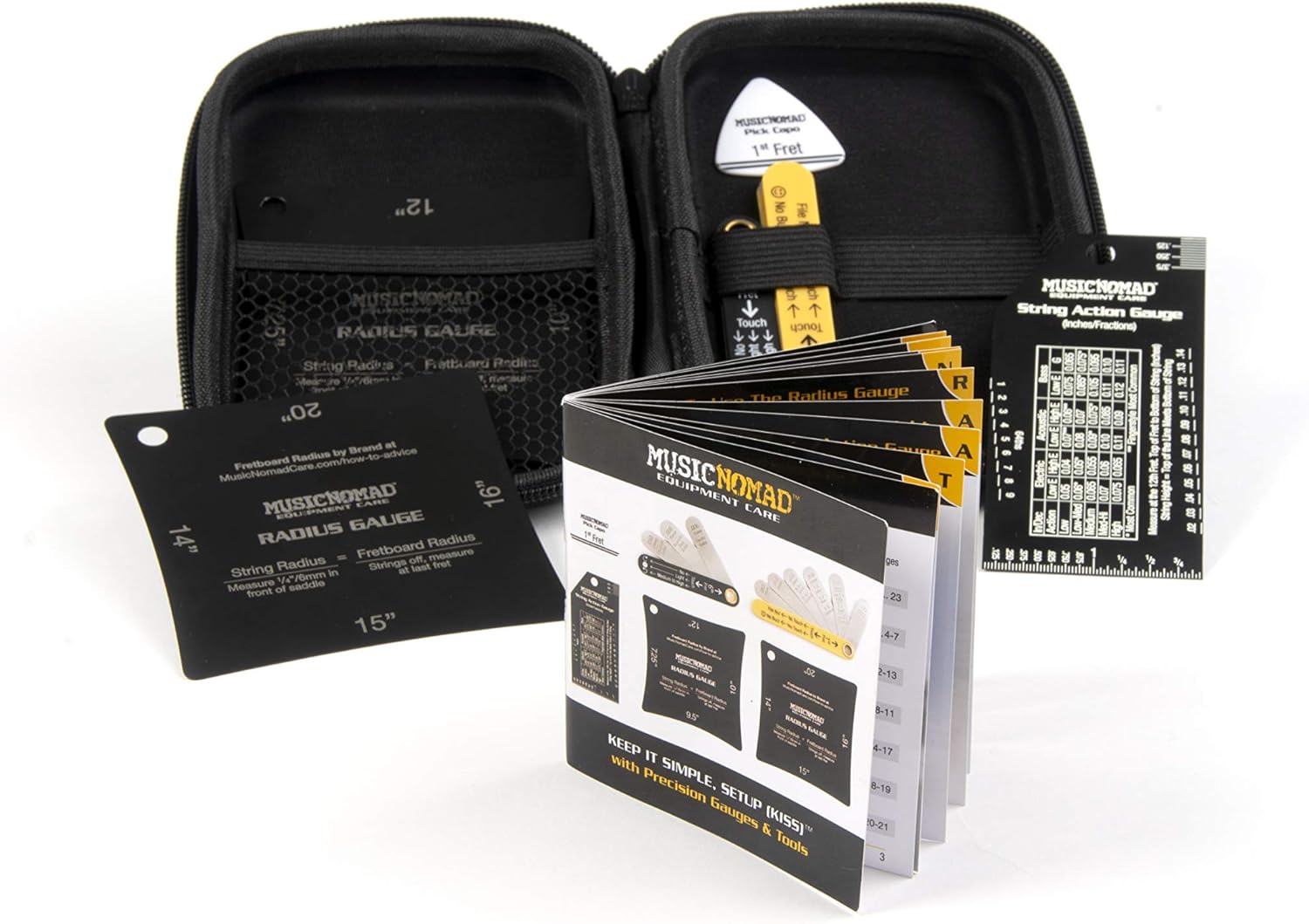 MusicNomad KEEP IT SIMPLE, SETUP (KISS)™ Starter Kit Bundle MN609-6 pc. Gauge Set, 26 pc. Guitar Tech Tool Set, 11 pc. Truss Rod Wrench Set