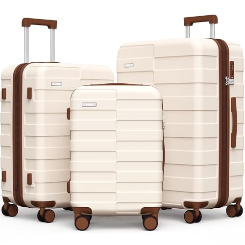Luggage Sets 3 Piece (3-YEARS VIP SERVICE) Hardside Expandable Ultra Durable 100% PC Lightweight Carry On Travel Suitcase Set with TSA Lock Spinner