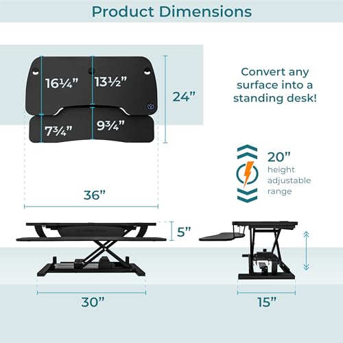 VERSADESK PowerPro™ 36 Inch Electric Standing Desk Converter, Height Adjustable Sit to Stand Up Desk Riser