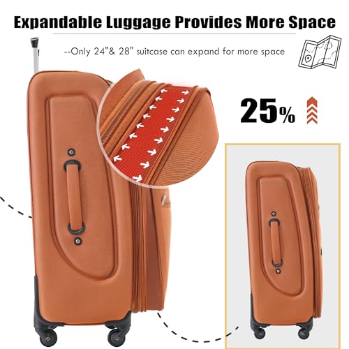 Merax Suitcase Set Softside 3-Piece Expandable Luggage with TSA Lock Spinner Wheels Lightweight Upright Luggage with Travel Bag(22/26/30 IN