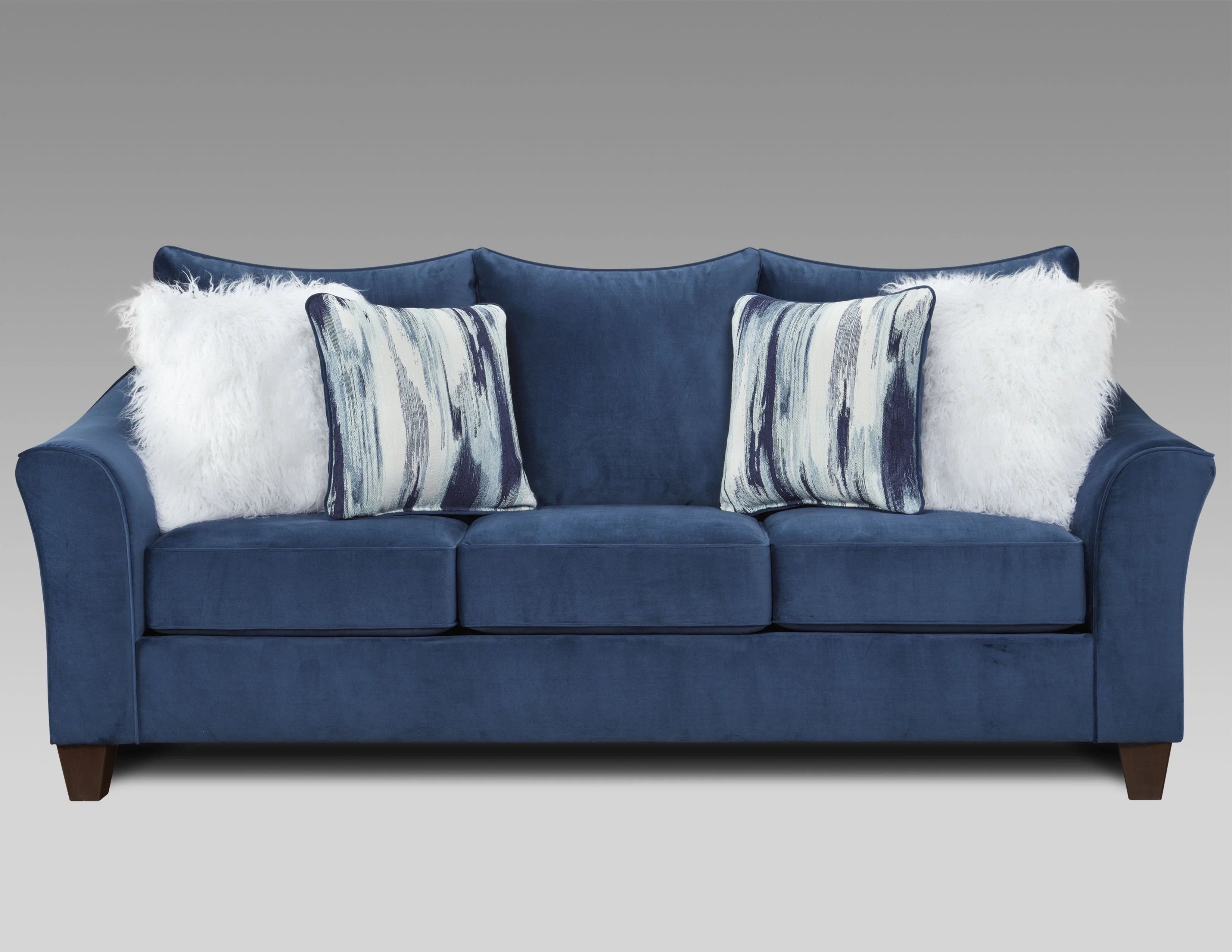 Roundhill Furniture Camero Pillowback 3-Piece Sofa Set, Fabric, Navy Blue