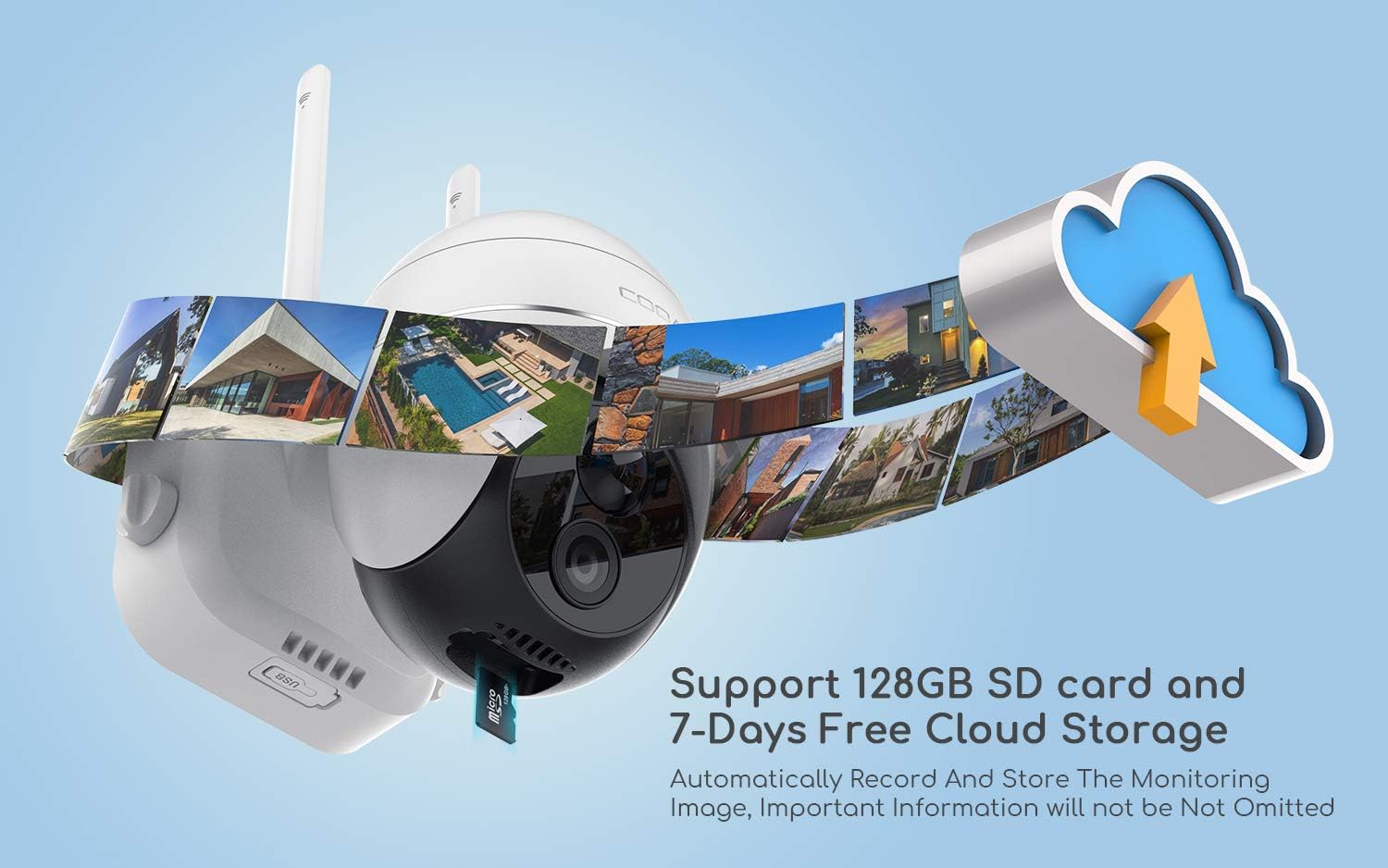 Security Camera Outdoor, Wireless WiFi 360° Pan Tilt Zoom Solar 15000mah Battery Powered Home Cameras with Night Vision, Motion Detection