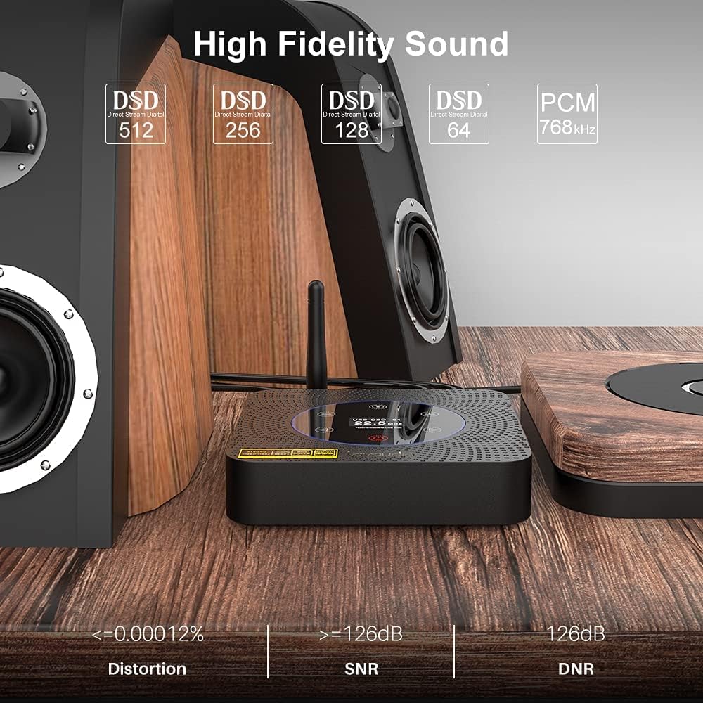 [Upgraded] Lavaudio DS601 HiFi Audio DAC USB Desktop DAC ES9038Q2M XMOS XU208, Long Range Receiver Bluetooth 5.0 Audio LDAC Preamplifier
