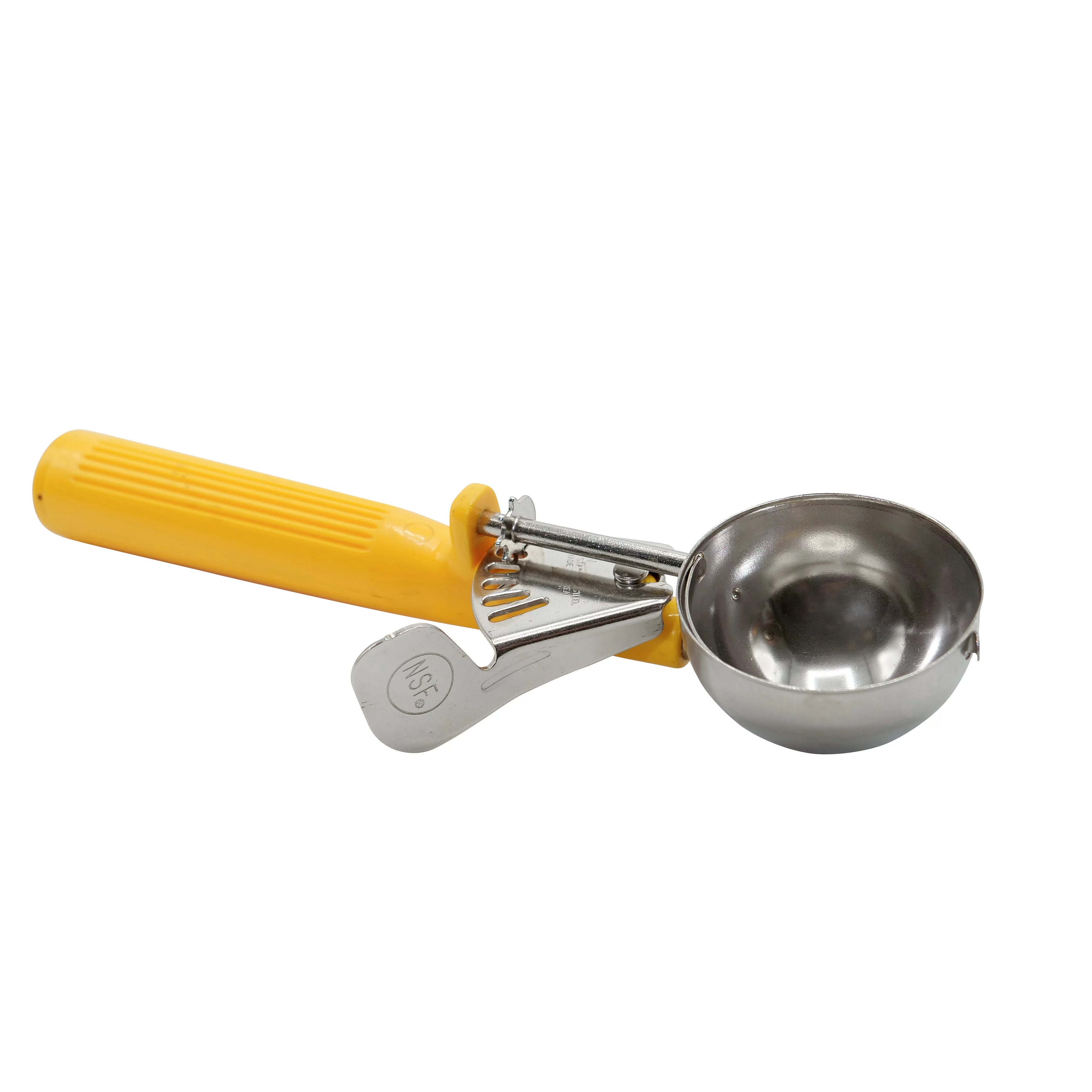 [3 Pack] Stainless Steel Ice Cream Scoop with Trigger Lever and Yellow Grip Handle - Aluminum Design Scooper for Cookie Scoop, Italian Ice, Sorbet