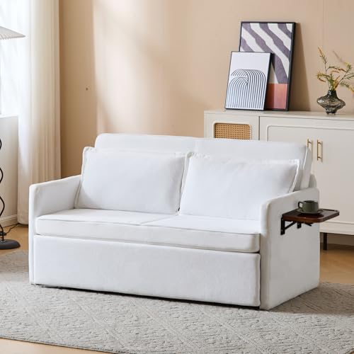 FLEXISPOT XCT4 Convertible Sofa Bed, 3-in-1 Loveseat Sofa Couch with Adjustable Backrest, Pull Out Couch with 2 Pillows & 2 Side Pockets