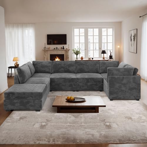 ovios 130.7" Modular Sectional Sofa Couch, U-Shaped Cloud Couches with 2 Ottomans Chaise
