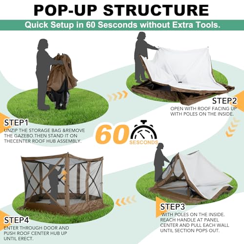 COBIZI 12x12ft Pop up Gazebo Screen Tent Screen House for Camping, Camping Outdoor Screened Gazebo, Canopy Tent