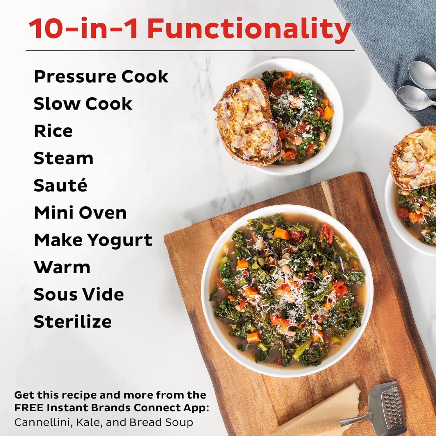 Instant Pot Pro 10-in-1 Pressure Cooker (8QT, 0) + Stainless Steel Inner Pot with Handles