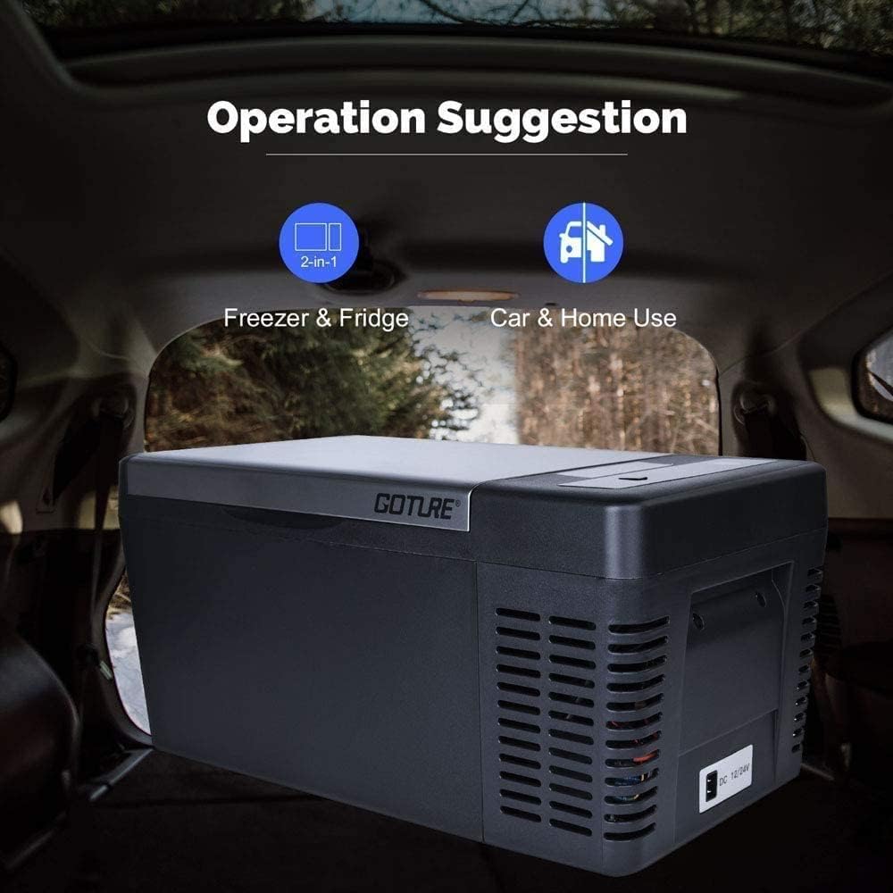 Goture 20QT Cooler, Portable Refrigerator, Freezer for Car, AC/DC Available RV Cooler 40 min 77℉ to -7.6℉ Fast Cooling for Car, RV, Camping and Home