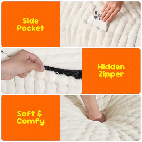 Hobestluk 5ft Bean Bag Chairs for Adults Large Beanbag Chair with Stripe Plush Cover Big Bean Bag Chair for Living Room Bedroom Dorm Office -Black