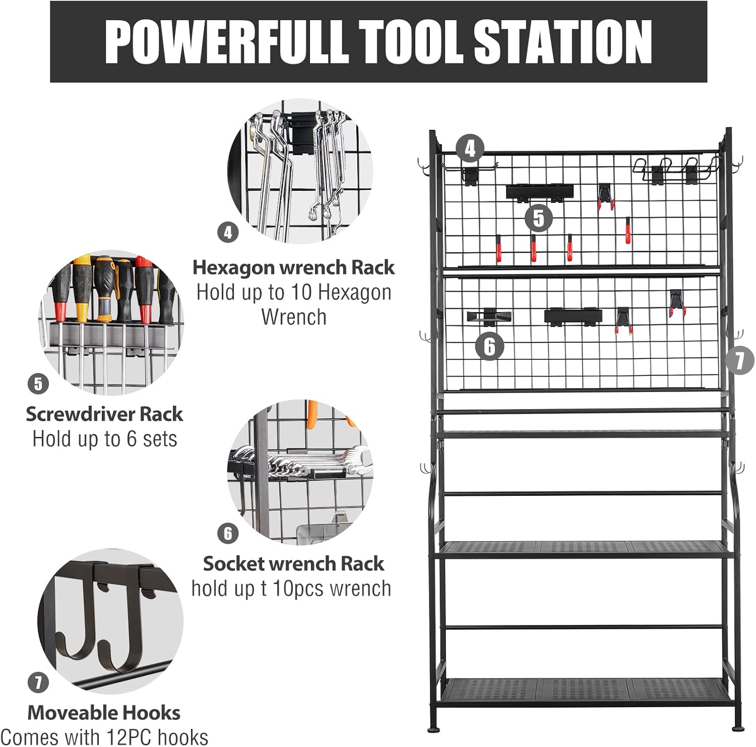 Mythinglogic Tool Storage Organizer,Heavy Duty Tool Holder for Power Tool, Drill, Screwdriver, Wrench, Storage Shelf for Toolbox