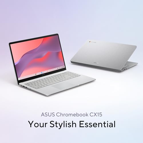 ASUS Chromebook CX15 Laptop, 15.6" FHD Anti-Glare Display, Intel Celeron N4500 Processor, 128GB Storage, 8GB RAM, ChromeOS, Pure Grey