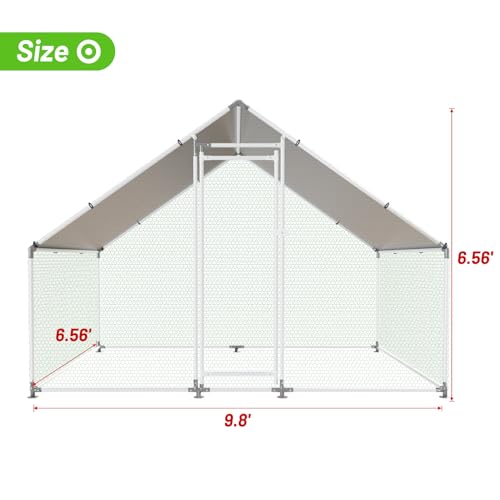 Large Metal Chicken Coop Walk-in Poultry Cage with Water-Resident and Anti-UV Cover Duck Rabbit Cat House Outdoor Chicken Run Pen with Spire Shaped