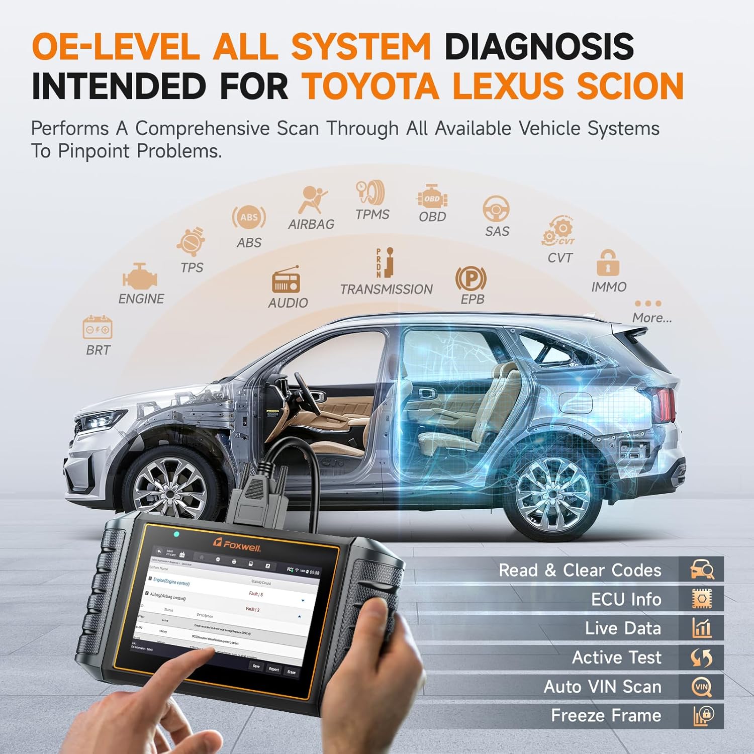 FOXWELL NT710 fit for Toyota Lexus Scion OBD2 Scanner Bi-Directional Control Full System Code Reader Diagnostic Scan Tool