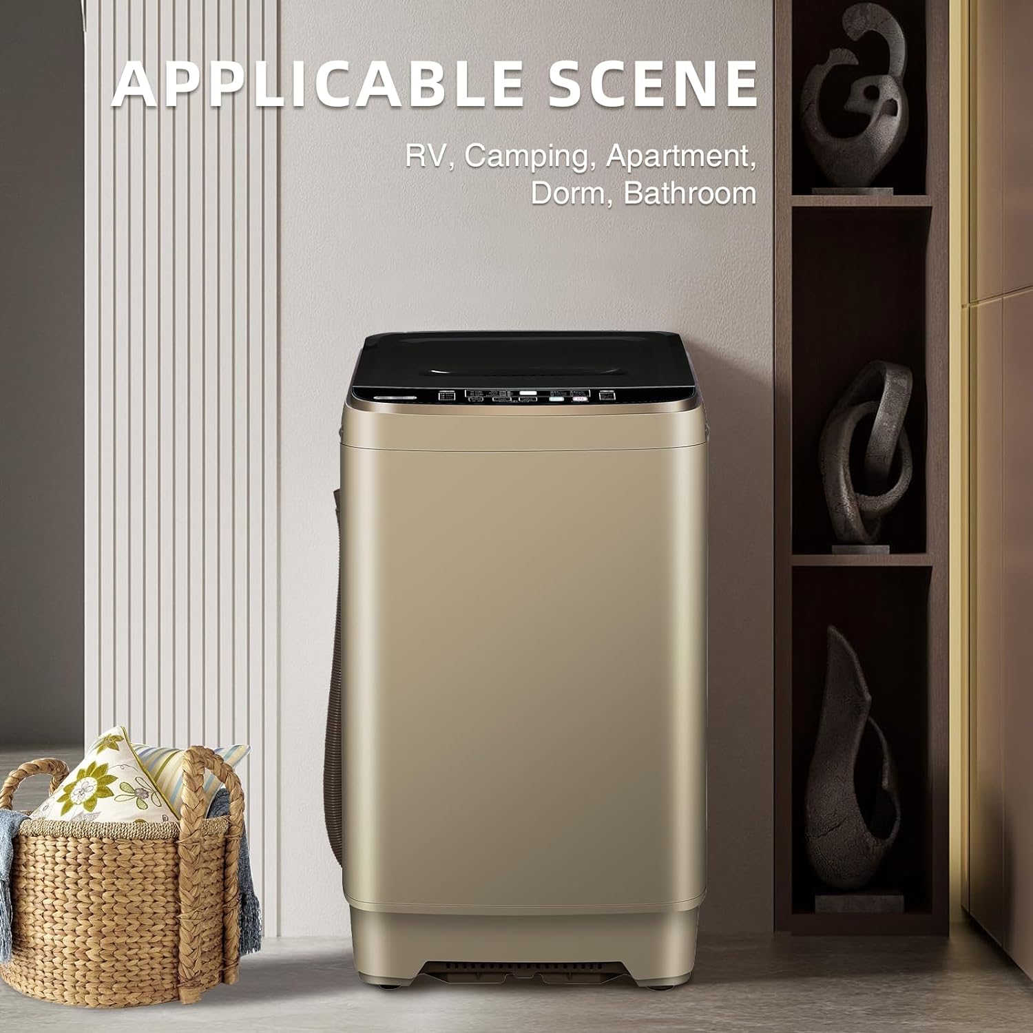 Portable Washing Machine, 13.3lbs Automatic Laundry Machine with 10 Programs, LED Display, High-efficiency Compact Washer for Apartment, Home, Dorms