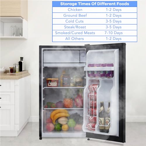 4.3 Cu.Ft Single Mini Refrigerator-Freezer Compartment-Adjustable Thermostat Control-Reversible Doors-Ideal for Dorm, Office, Rv, Garage, Apartment