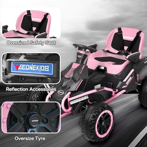 24V Ride on Toy for Big Kids, Kids' Electric Vehicles Outdoor Race Toy with 4 Strong Motors Total 300W Bluetooth Speaker and 24V 7AH Big Battery