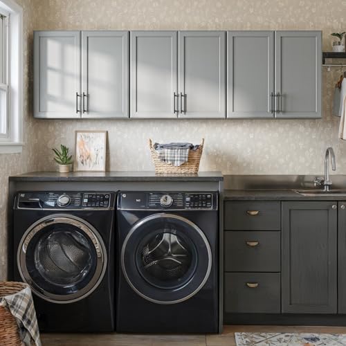 Wall Storage Cabinet - Kitchen Laundry Wall Amount Cabinet with Two Shaker Doors and Shelf, in Grey, 24'Wx2 Pcs