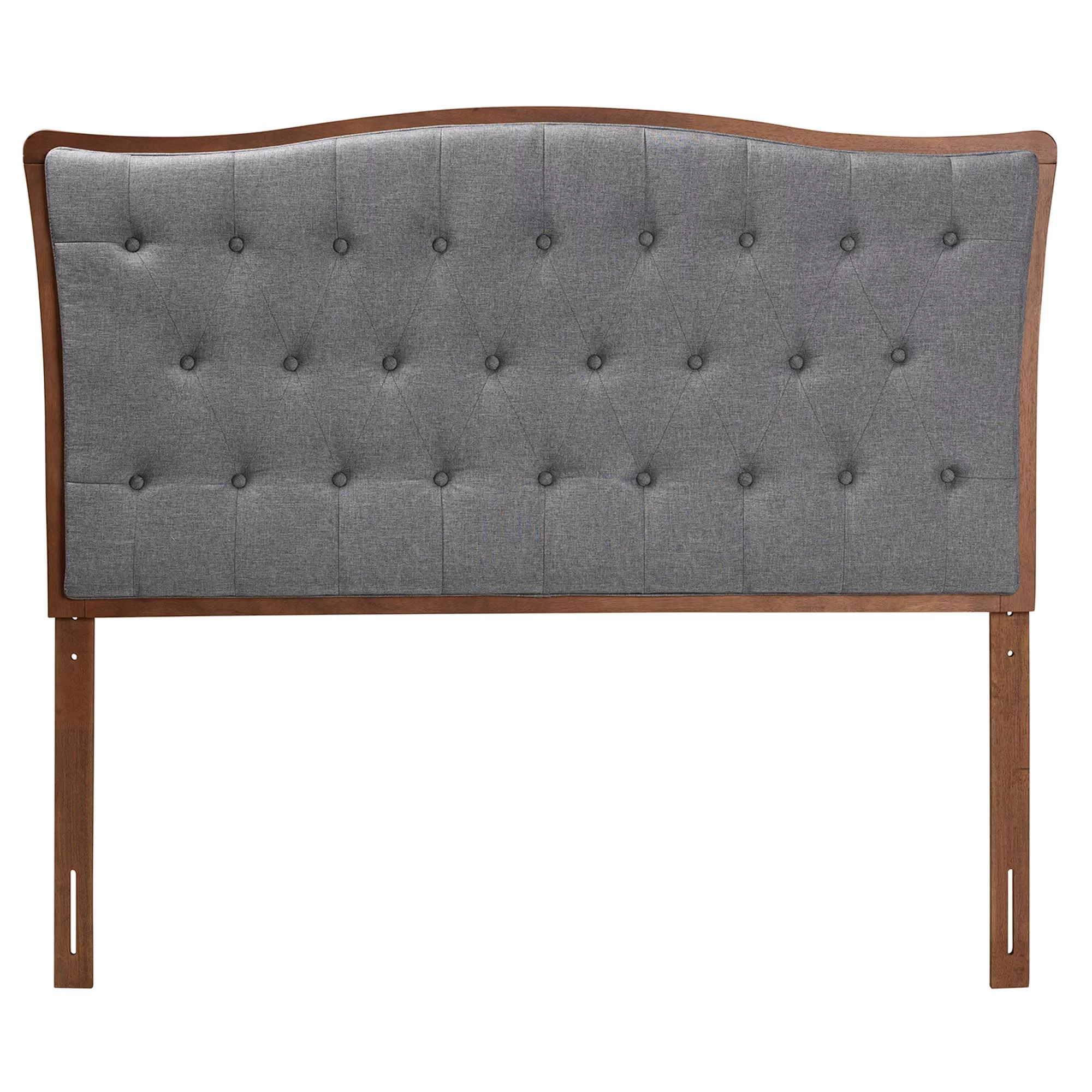 Baxton Studio Nikita Classic and Traditional Grey Fabric and Walnut Brown Finished Wood King Size Headboard