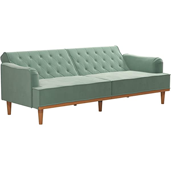 Mr. Kate Stella Vintage Convertible Sofa Bed Futon, Tan Linen