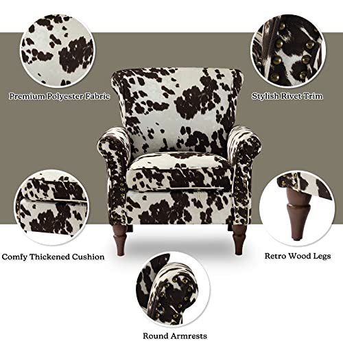 HULALA HOME Modern Wingback Accent Chair with Wood Legs & Removable Cushion, Comfy Upholstered Armchair with Nailhead Trim