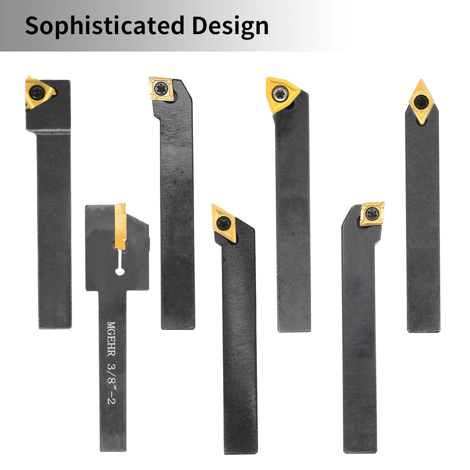 Indexable Lathe Turning Tool,1/2'' Shank 7 Pieces Carbide Turning Tool Set,Metal Lathe Tools Holder with Portable Case