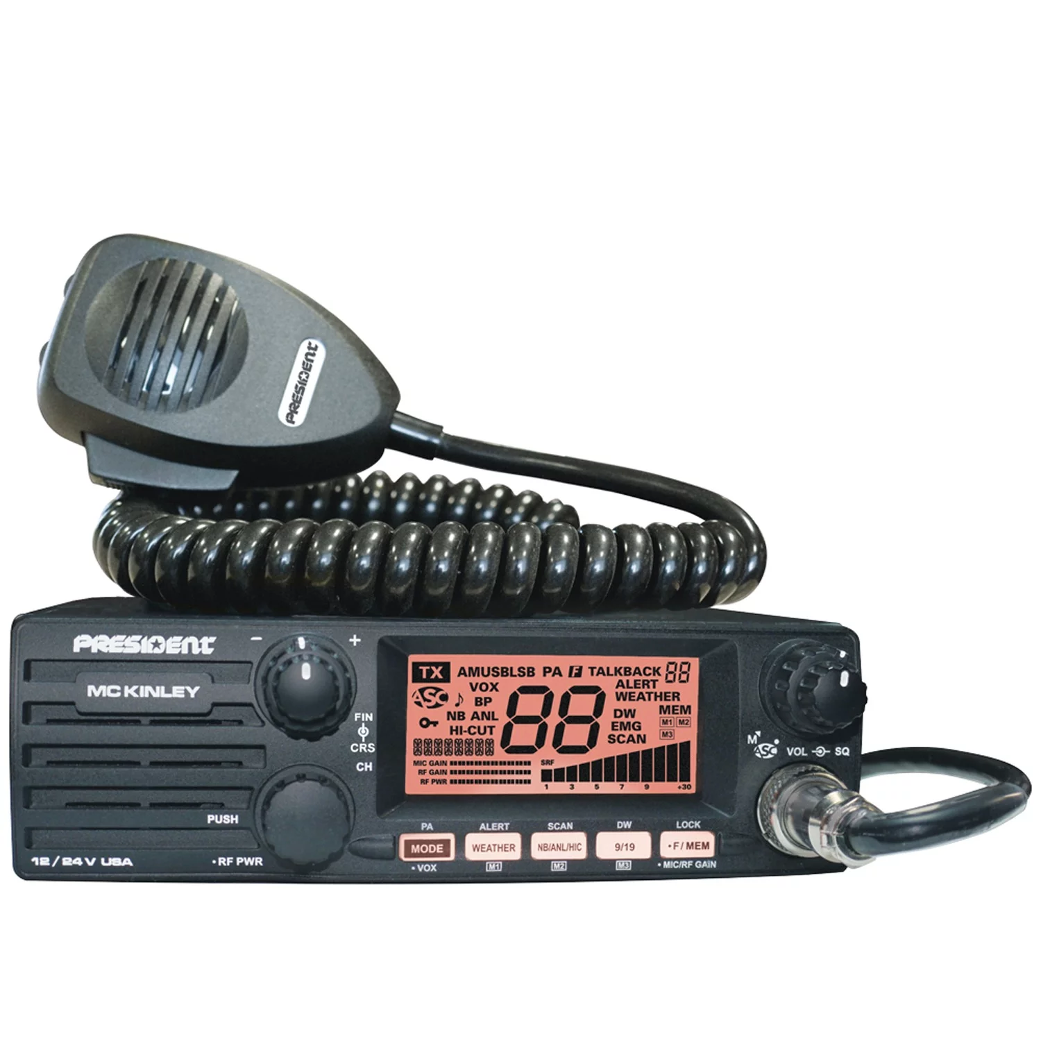 Group President Electronics TXUS600 Mckinley USA 12/24v CB Radio & Tram 703-HC CB Antenna Kit