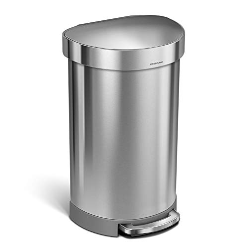 simplehuman 45 Liter / 12 Gallon Semi-Round Automatic Sensor Trash Can, Brushed Stainless Steel