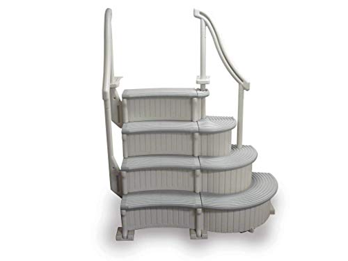 Confer CCX-ADD 4-Step Above Ground Swimming Pool Entry Steps Curved Add-on, Gray