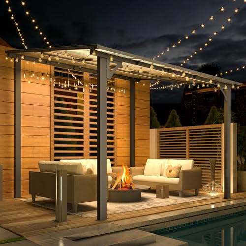 AECOJOY 10&rsquo; x 10&rsquo; Gazebo, Wall Mounted Gazebos Pergola on Clearance, Outdoor Patio Lean to Gazebo Awnings for Deck, Porch