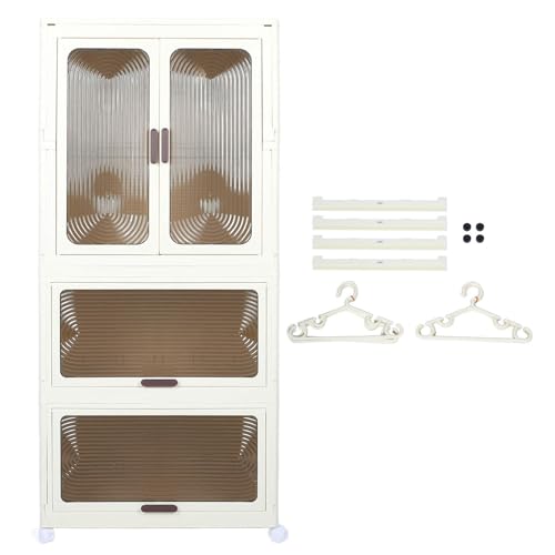 Portable Wardrobe Cabinet, Stylish Small Wardrobe Foldable Organizer for Bedroom (Transparent), Genericqedb51k3vg-11