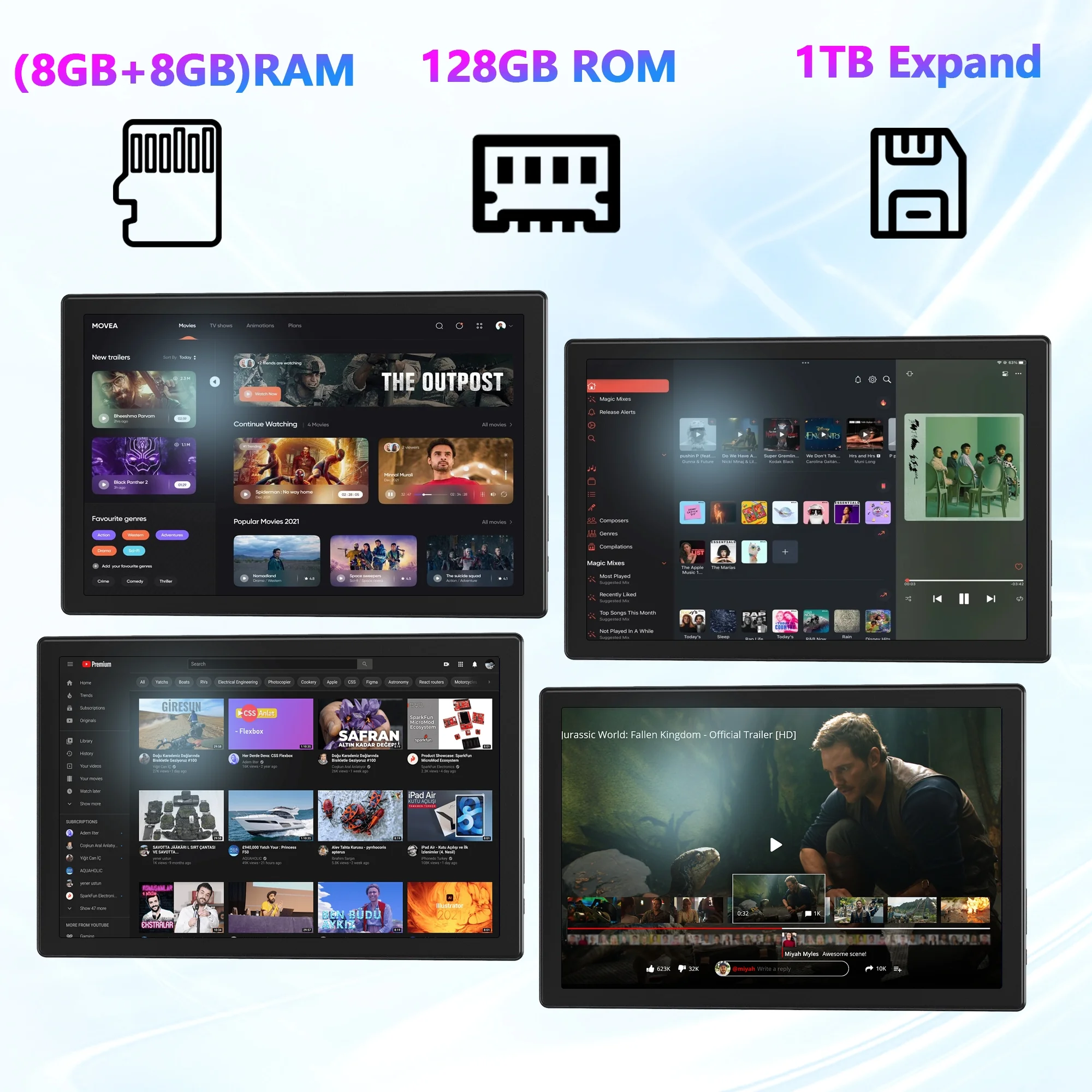 10in Android 13 Tablet（8+8)gb Ram 128gb Rom 1TB Computer Tablets Pc with Keybord Octa Core MTK8183 Gps 5G Wifi