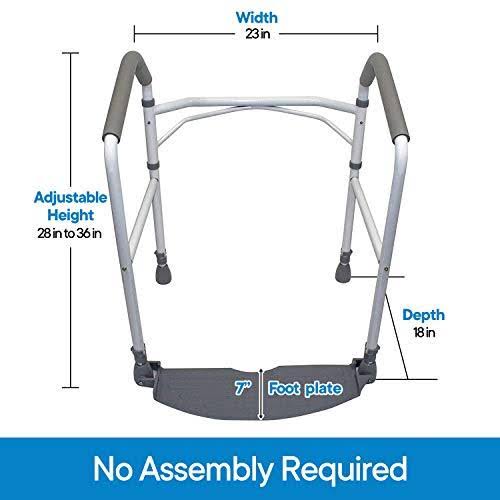 RMS Toilet Safety Frame u0026 Rail - Folding u0026 Portable Bathroom Safety Handrail Grab Bar - Adjustable Height (White)