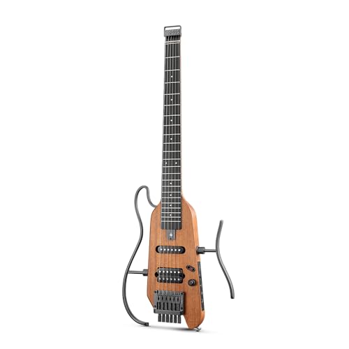 Donner HUSH-X Electric Guitar Kit - Featherlight Travel Guitar with Easy Assemble Stands, Great for Travel and Practice, Mahogany Solid Body, Gig Bag
